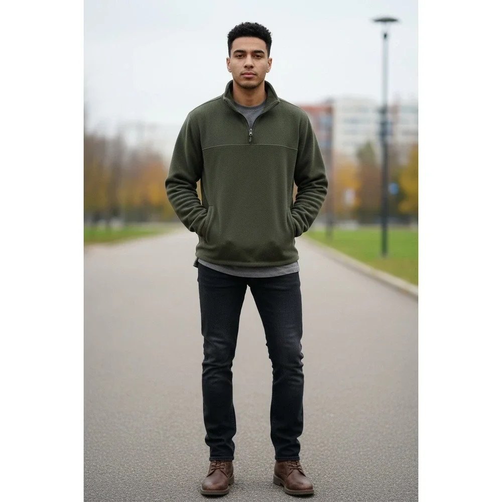 Croft & Barrow Men's Green Fleece 1/4 Zip Pullover Sweater XXL